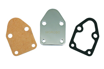 compare product Moroso Chevrolet Small Block Fuel Pump Block-Off Plate - Chrome Plated Steel