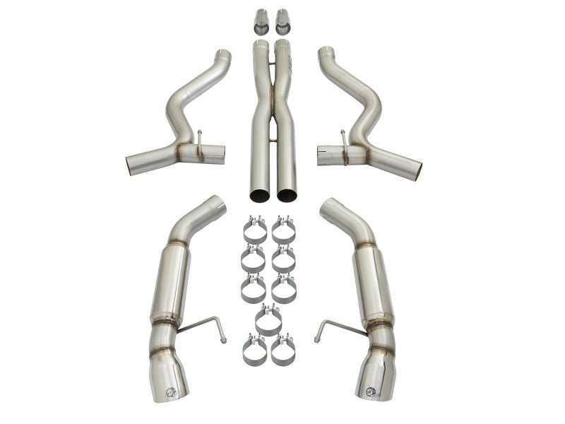 aFe MACHForce XP 3in Aggressive Toned Cat - Back Exhausts w/ Polished Tips 15 - 17 Ford Mustang V6/V8 - My Store