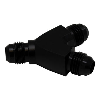 compare product DeatschWerks 6AN Male Flare to 6AN Male Flare to 6AN Male Flare Y Fitting - Anodized Matte Black