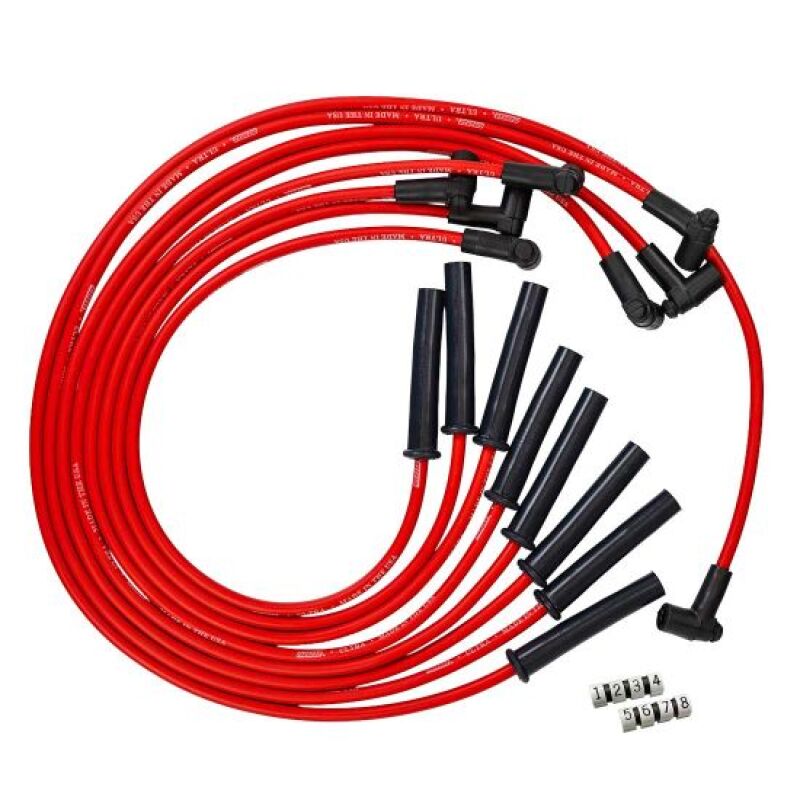 Moroso GM BBC 366 - 454 HEI - Style w/Coil In Cap Ultra 350 8mm Multi - Angle Spark Plug Wire Set - Red - My Store