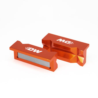 compare product DeatschWerks 4in. Aluminum Soft Jaws w/ Magnet - Orange Anodized