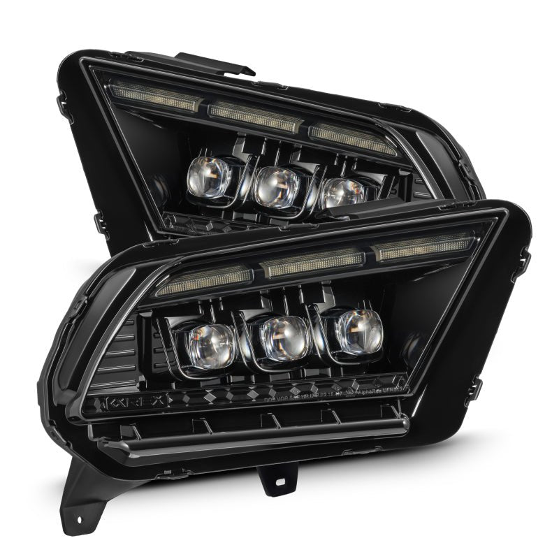 AlphaRex 13 - 14 Ford Mustang NOVA LED Proj Headlights Alpha - Blk w/Actv Light & Seq.Sig / SB DRL - My Store