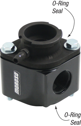 compare product Moroso Filler Neck Manifold Housing -16An Female Port & Neck - Aluminum