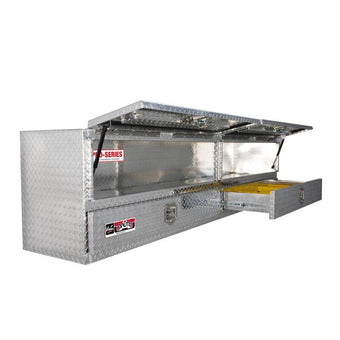 compare product Westin/Brute High Cap 96in Stake Bed Contractor TopSider w/ Bottom Drawers - Aluminum