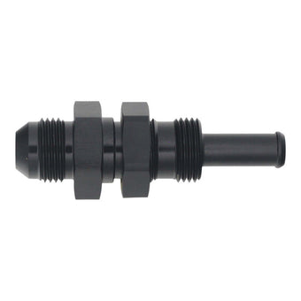 compare product DeatschWerks 8AN Male Flare to Straight 3/8in Single Hose Barb - Anodized Matte Black