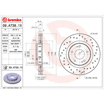 compare product Brembo OE 09-15 Mitsubishi Lancer/04-06 Outlander Drilled Xtra Brake Disc - Front