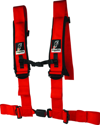 compare product DragonFire Racing Harness- H-Style- 4-point- EZ-Adjust- 3in Buckle- Red