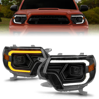 compare product ANZO 12-15 Toyota Tacoma Projector Headlights - w/ Light Bar Switchback Black Housing