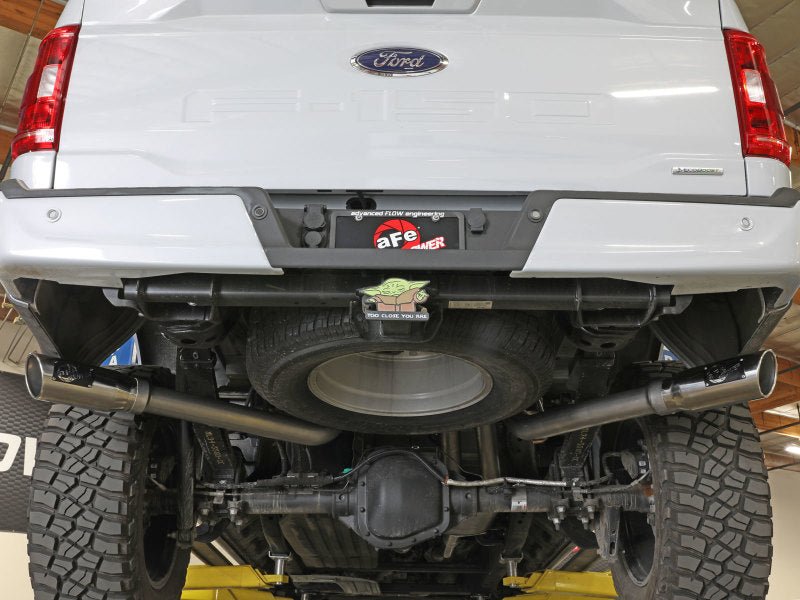 aFe Vulcan 3in 304 SS Cat - Back Exhaust 2021 Ford F - 150 V6 2.7L/3.5L (tt)/V8 5.0L w/ Black Tips - My Store
