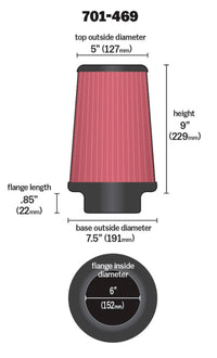 Airaid Universal Air Filter - Cone 6 x 7 1/4 x 5 x 9 - My Store