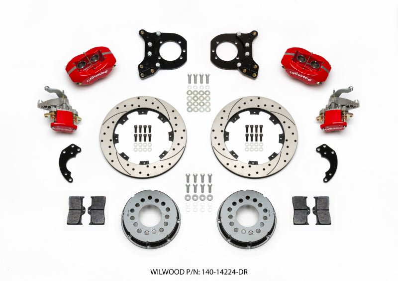 Wilwood Forged Dynalite P/S Rear Kit w/MC4 P - Brake Drill Red Chev 12 Bolt w/Clip Eliminator - My Store