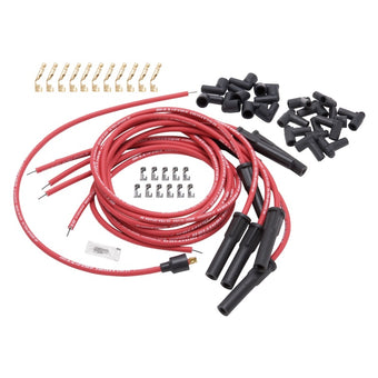 compare product Edelbrock Spark Plug Wire Set Universal Flex Boots 50 Ohm Resistance 8 65mm Red Wire (Set of 9)