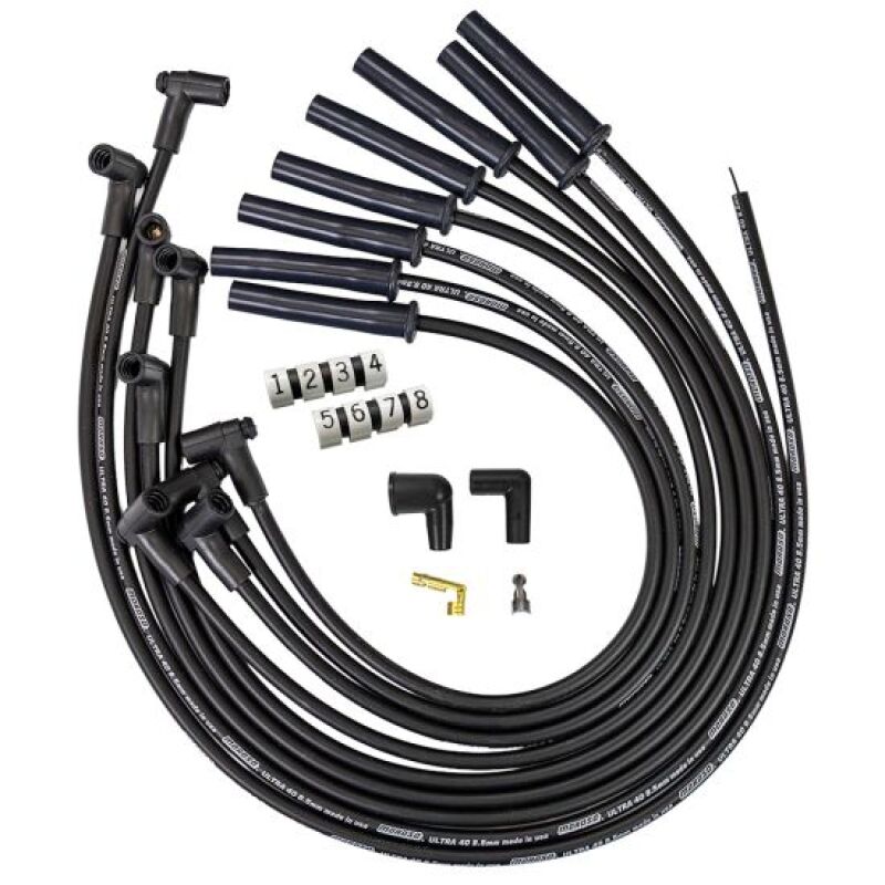 Moroso GM BBC 366 - 454 HEI - Style w/o Coil In Cap Ultra 40 8.5mm Multi - Angle Spark Plug Wire Set - Blk - My Store