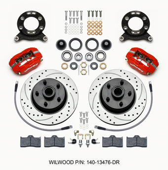 compare product Wilwood Forged Dynalite-M Front Kit 11.30in 1 PC Rotor&Hub Drill-Red 1965-1969 Mustang Disc & Drum