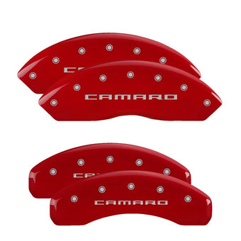 compare product MGP 4 Caliper Covers Engraved Front & Rear Gen 5/Camaro Red finish silver ch