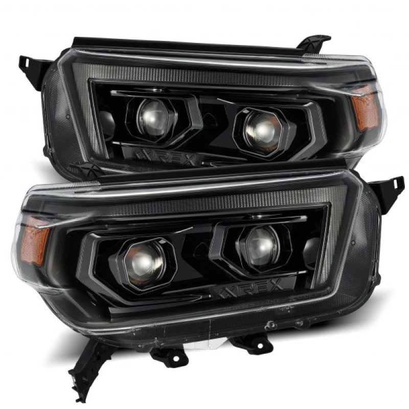AlphaRex 10 - 13 Toyota 4Runner PRO - Series Proj Headlights Plank Style Alpha Blk w/Seq Signal/DRL - My Store