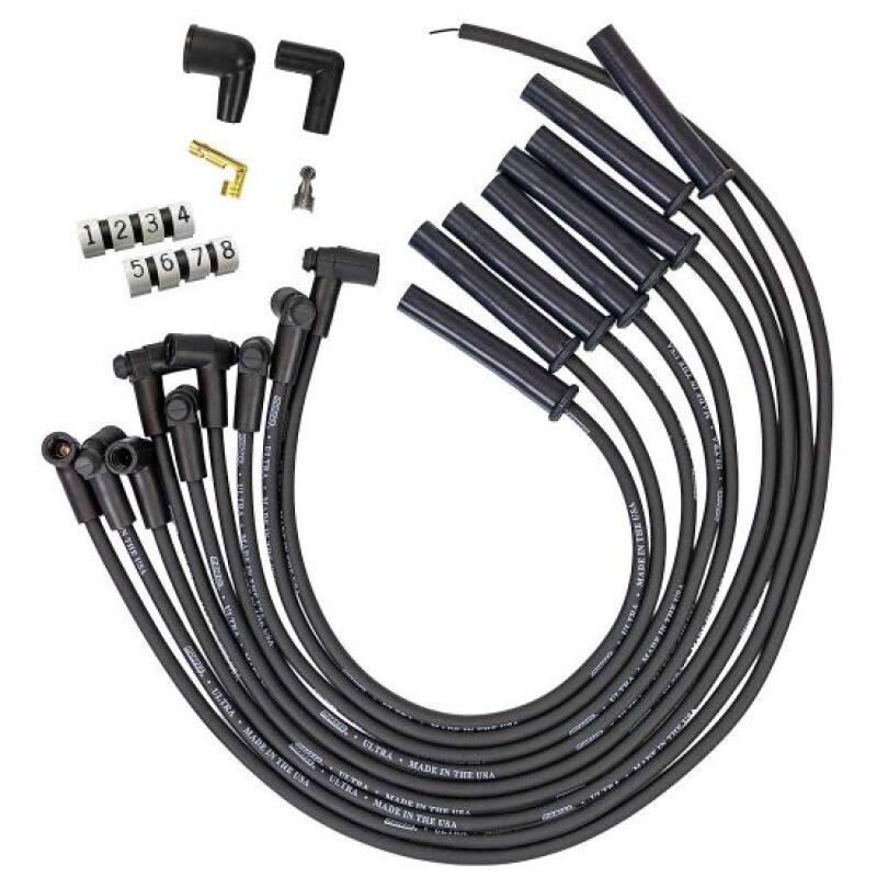 Moroso Ford 351C HEI - Style Cap Ultra 350 8mm Multi - Angle Boot Ignition Spark Plug Wire Set - Black - My Store