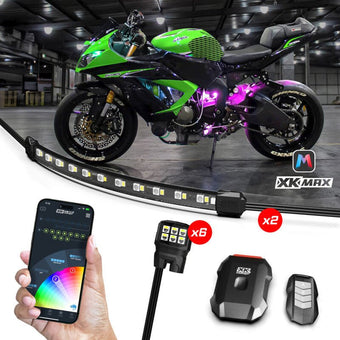 compare product XK Glow XKmax RGBW 8pc Addressable Motorcycle Underglow Light Kit