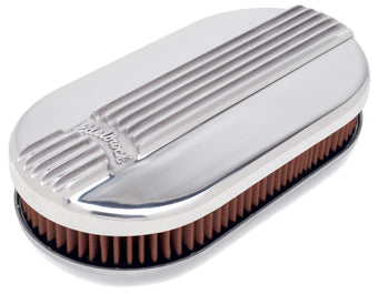 compare product Edelbrock Air Cleaner Classic Series Oval Aluminum Top Cloth Element 17 5In X 9 35In X 3 9In