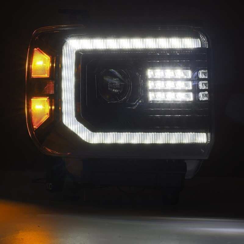 AlphaRex 14 - 18 GMC Sierra LUXX LED Proj Headlights Plank Style Black w/Activ Light/Seq Signal/DRL - My Store