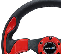NRG Reinforced Steering Wheel (320mm) Blk w/Red Trim & 5mm 3 - Spoke - My Store
