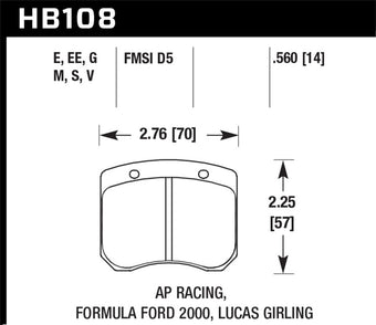 compare product Hawk AP Racing / FF 2000 HT-10 Race Brake Pads