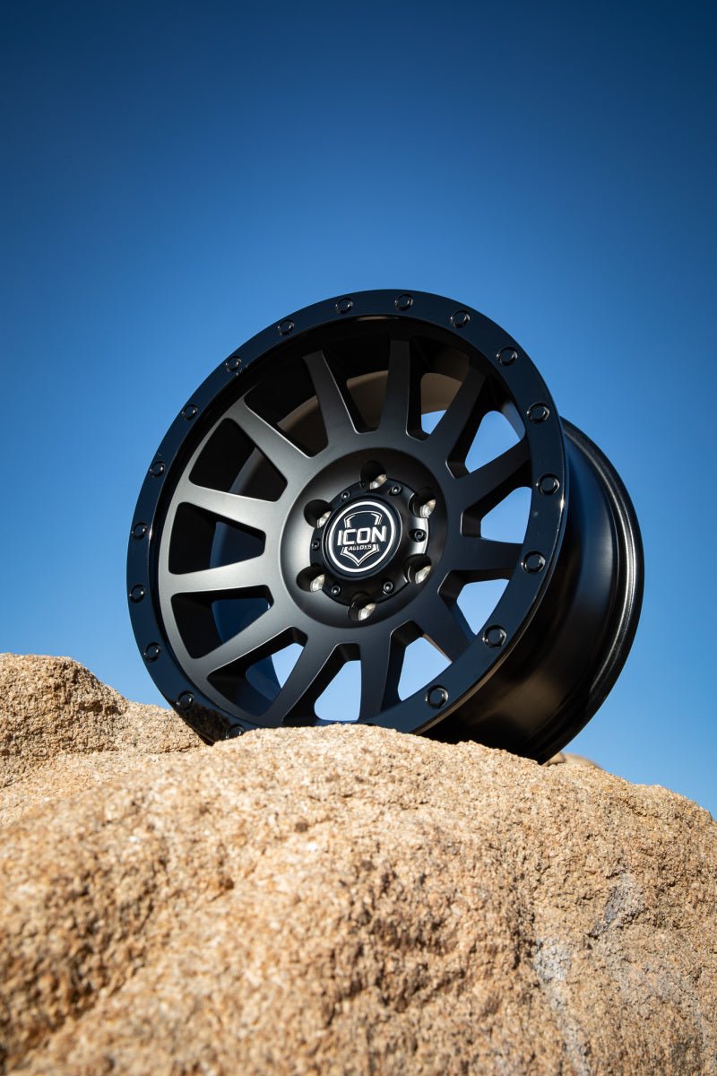 ICON Compression 17x8.5 5x5 - 6mm Offset 4.5in BS 71.5mm Bore Double Black Wheel - My Store