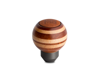 compare product Momo Targa Heritage Shift Knob - Round Wood, Layered Mahogany and Beechwood, Leather Insert Top