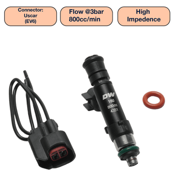 compare product DeatschWerks Universal 800cc Single Fuel Injector / 60mm Length / 14mm O-Ring Seals