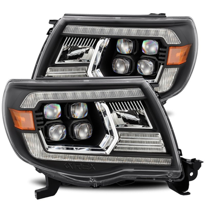 AlphaRex 05 - 11 Toyota Tacoma NOVA LED Projector Headlights Plank Style Alpha Black w/Activ Light/DRL - My Store