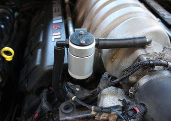 compare product J&L 05-10 Dodge Charger 6.1L Hemi Passenger Side Oil Separator 3.0 - Black Anodized