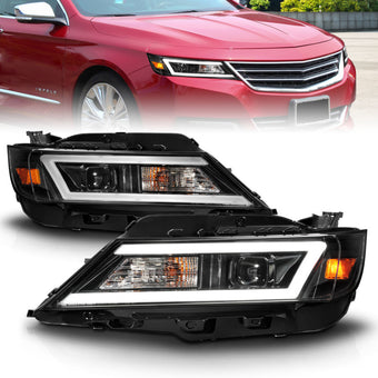 compare product ANZO 14-20 Chevrolet Impala Square Projector LED Bar Headlights w/ Black Housing