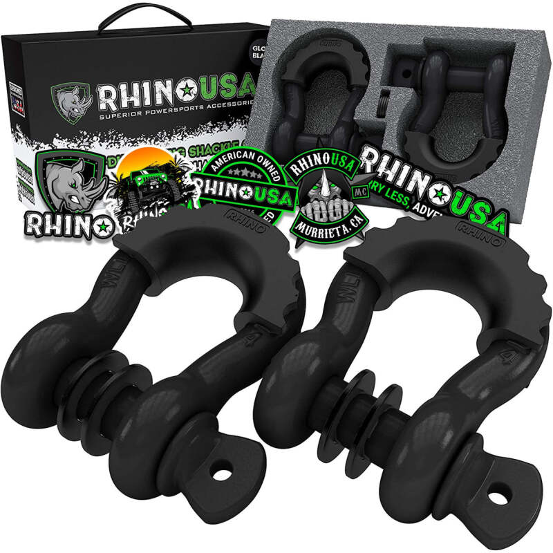 Rhino USA 3/4In D - Ring Shackle Set (2 - Pack) Matte Black - My Store