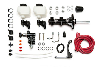 compare product Wilwood Remote Tandem M/C - 1.12in Bore - w/Bracket and Valve (Pushrod) - Black