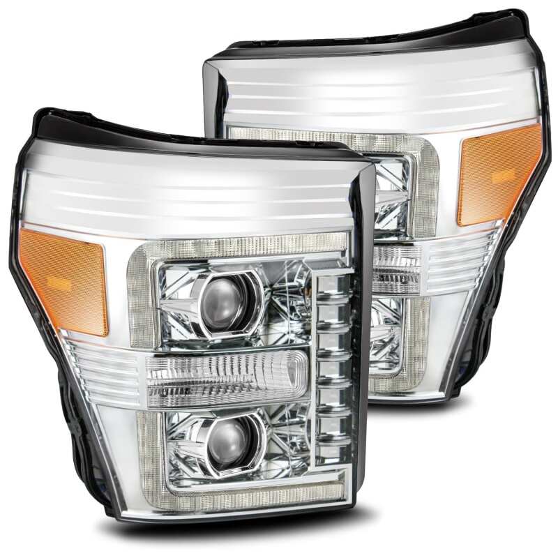 AlphaRex 11 - 16 Ford F - 250 SD PRO - Series Projector Headlights Plank Style Design Chrome w/Seq Signal - My Store
