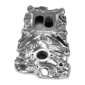 compare product Edelbrock Chevy SB Performer EPS Manifold w/ Oil Fill Tube - Polished Finish