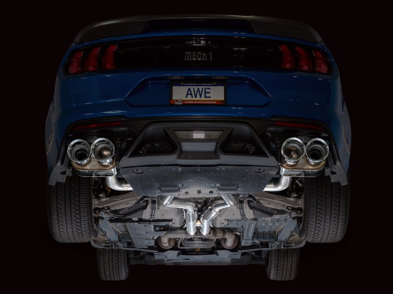 AWE Tuning 21 - 23 Ford Mustang Mach 1 SwitchPath Cat - Back Exhaust w/ Quad Chrome Silver Tips - My Store