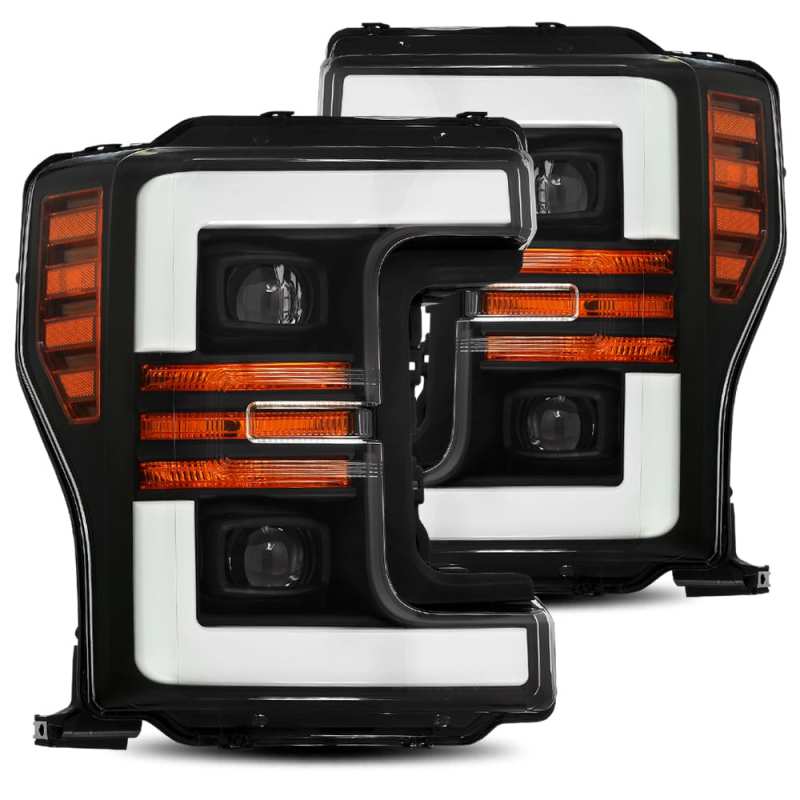 AlphaRex 17 - 19 Ford F - 250 SD PRO - Series Proj Headlight Plnk Style Matte Blk w/Activ Light/Seq Signal - My Store