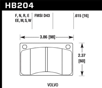 compare product Hawk 90-93 Volvo 240 2.3L Base Front ER-1 Brake Pads