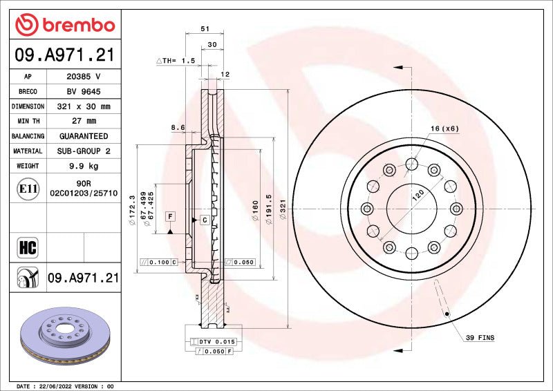 Brembo OE 18 - 22 Buick Enclave/19 - 22 Chevrolet Blazer/18 - 22 Traverse UV Coated Brake Disc - Front - My Store