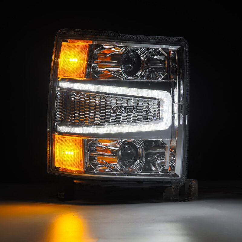 AlphaRex 04 - 15 Chevy 1500HD LUXX LED Proj Headlights Chrome w/Seq Activation Light / Seq Signal - My Store