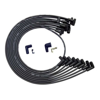 compare product Moroso BBC Under Header 90 Deg Plug HEI Dist. Unsleeved Ultra Spark Plug Wire Set - Black