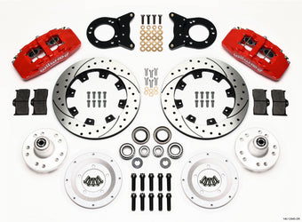compare product Wilwood Dynapro 6 Front Hub Kit 12.19in Drill Red 1970-1973 Mustang Disc & Drum Spindle