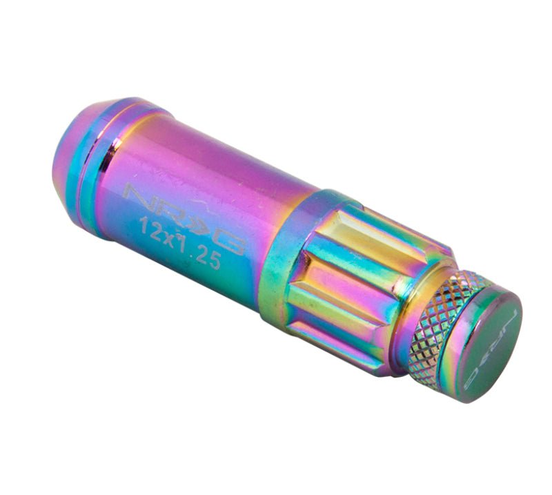NRG 700 Series M12 X 1.25 Steel Lug Nut w/Dust Cap Cover Set 21 Pc w/Locks & Lock Socket - Neochrome - My Store