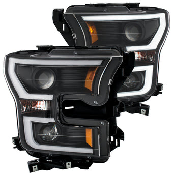 compare product ANZO 2015-2016 Ford F-150 Projector Headlights w/ Plank Style Design Black w/ Amber