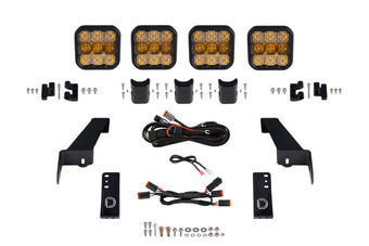 compare product Diode Dynamics Jeep JL SS5 4-Pod CrossLink Grille Lightbar Kit Pro - Yellow Combo