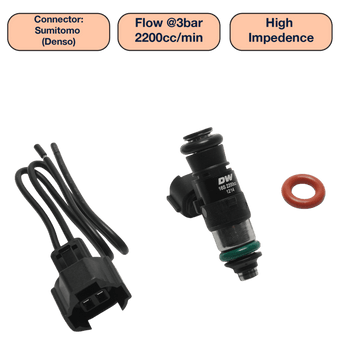 compare product DeatschWerks Universal 2200cc Single Fuel Injector / 34mm Length / 14mm O-Ring Seals
