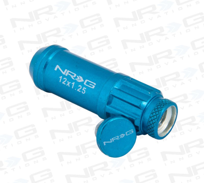 NRG 700 Series M12 X 1.25 Steel Lug Nut w/Dust Cap Cover Set 21 Pc w/Locks & Lock Socket - Blue - My Store