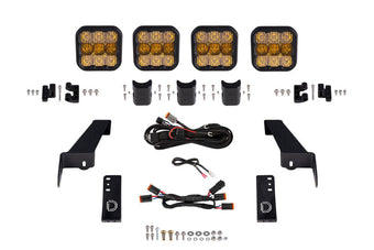 compare product Diode Dynamics Jeep JK SS5 4-Pod CrossLink Grille Lightbar Kit Pro - Yellow Combo