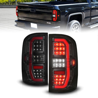 compare product ANZO 14-18 GMC Sierra 1500 Full LED Taillights Black Housing Smoke Lens (w/C Light Bars)